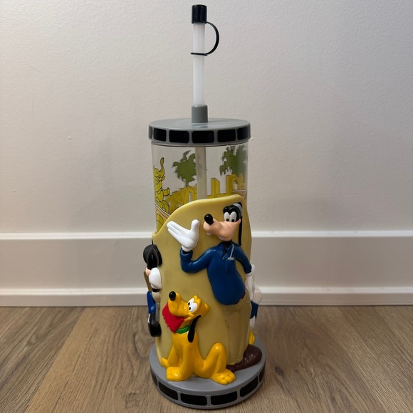 Vintage Disney Hollywood Pictures Backlot Tumbler Cup w/ Straw Mickey Mouse - Picture 4 of 8